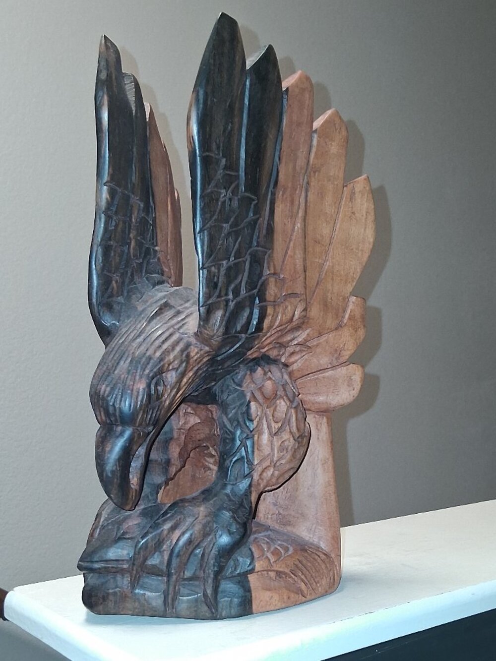 Hand Craved Eagle with Two Tone Stain